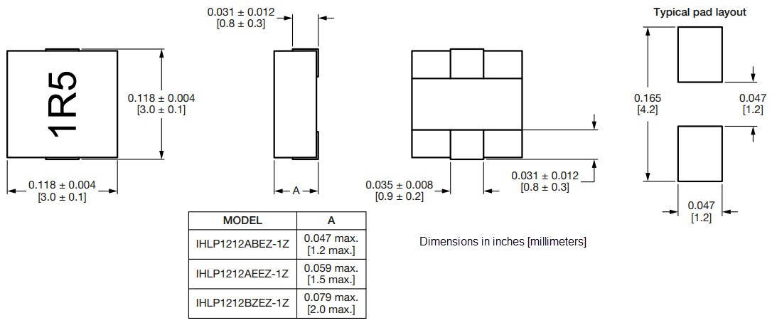 Mechanical Drawing - Vishay / Dale IHLP1212-EZ-1Z Power Inductors